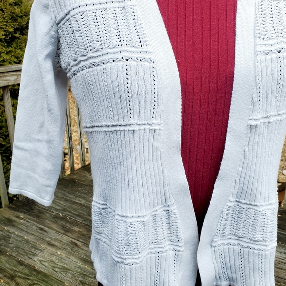 Basic Editions White 3/4 Sleeve Cardigan Size M - Picture 6 of 7